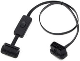 OBD2 Araç Arıza Tespit Cihazı 16 Pin L Tip Düğmeli Uzatma Kablosu